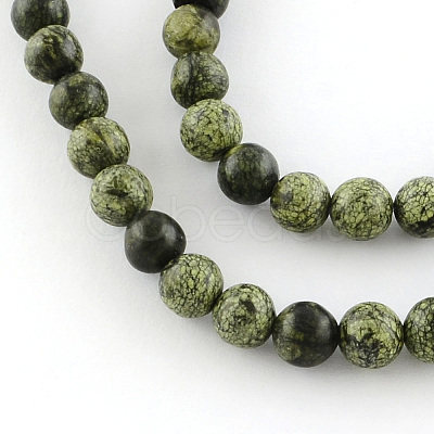 Natural Serpentine/Green Lace Stone Round Bead Strands X-G-E334-6mm-14-1