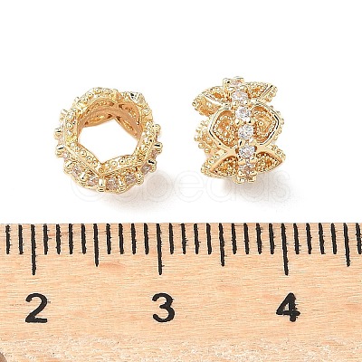 Brass Micro Pave Cubic Zirconia Rondelle European Beads KK-A254-11G-1