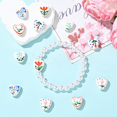 12Pcs 6 Colors Handmade Porcelain Ceramic Beads PORC-FS0001-67-1