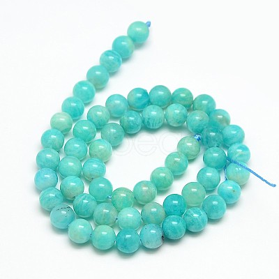 Natural Gemstone Amazonite Round Beads Strands G-O017-8mm-08C-1