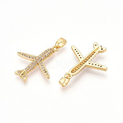 Brass Micro Pave Cubic Zirconia Pendants X-KK-T070-83G-1