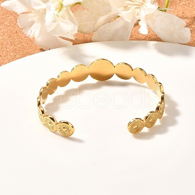 304 Stainless Steel Sun Cuff Bangles BJEW-F457-25G-1
