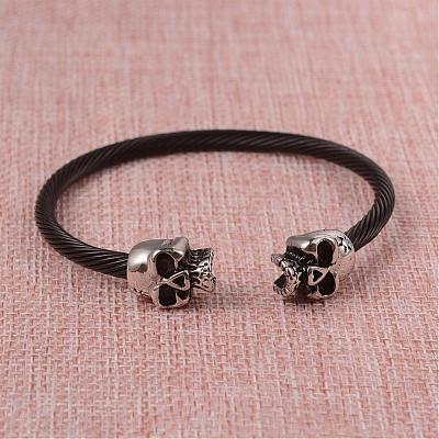 304 Stainless Steel Cuff Bangles BJEW-L605-08B-1