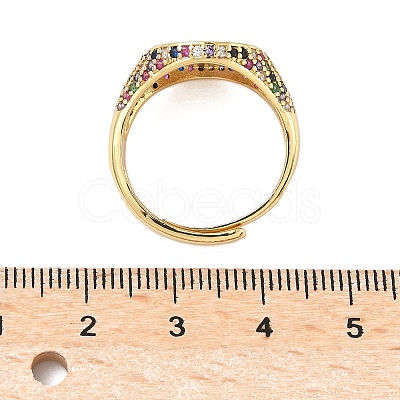 Brass Micro Pave Cubic Zirconia Cuff Rings for Women RJEW-A069-13G-01-1