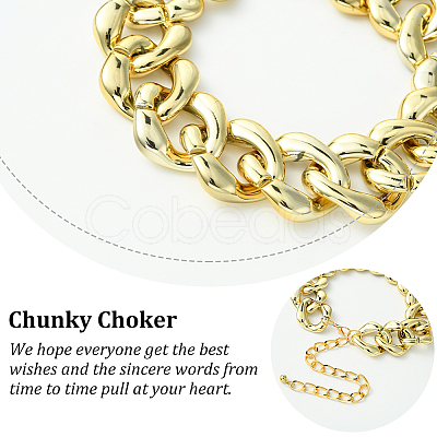 1Pc Aluminum Chunky Cuban Link Chain Choker Necklaces for Women NJEW-SP0001-11LG-1