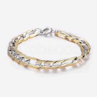 Men's 304 Stainless Steel Figaro Chain Bracelets X-BJEW-I238-11A-1