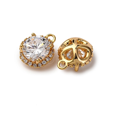 Brass Micro Pave Cubic Zirconia Charms KK-Z121-03G-1