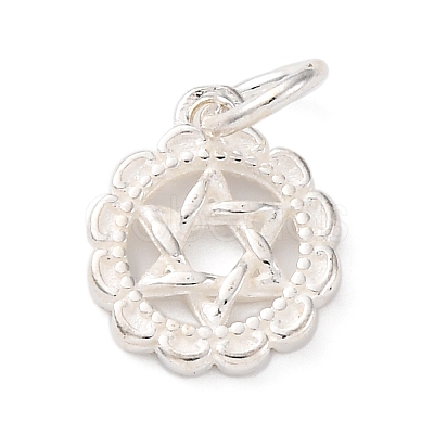 925 Sterling Silver Flower with Star of David Pattern Charms STER-G045-10S-1