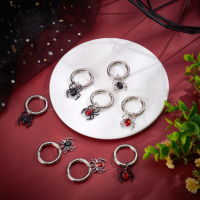 8Pcs 4 Styles Spider Alloy Rhinestone Shoes Charms PALLOY-WR00002-1