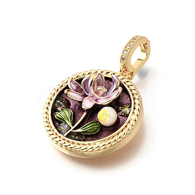 Brass Micro Pave Cubic Zirconia & Enamel Pendants KK-R222-11G-02-1