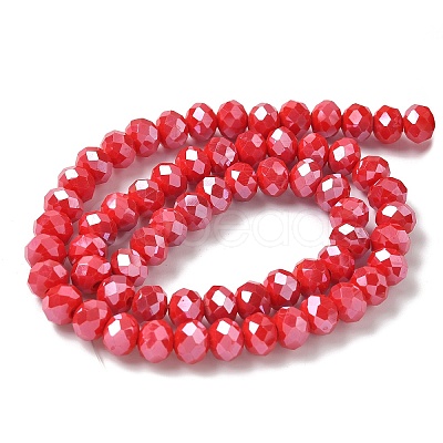 Electroplate Opaque Solid Color Glass Beads Strands EGLA-XCP0001-21-1