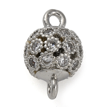 Brass Micro Pave Clear Cubic Zirconia Connector Charms KK-A230-06B-P-1