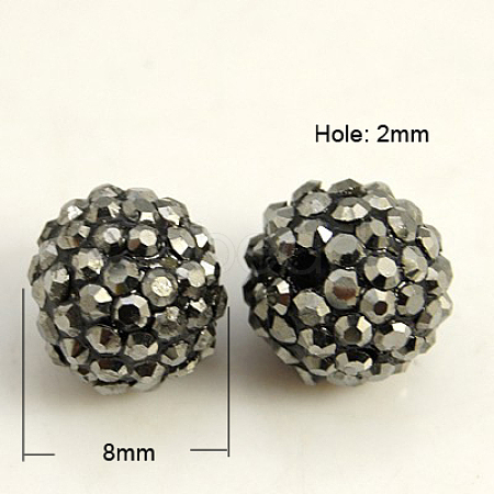 Resin Rhinestone Beads RB-A025-8mm-A29-1