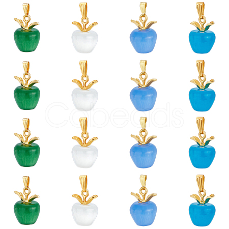 16Pcs 4 Colors Cat Eye Pendants CE-OC0001-01-1
