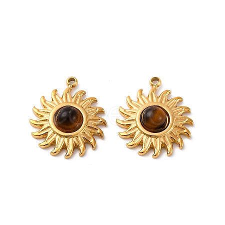 Natural Tiger Eye Sun Charms STAS-I331-30G-1