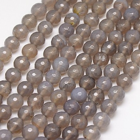 Natural Grey Agate Beads Strands G-G580-10mm-08-1