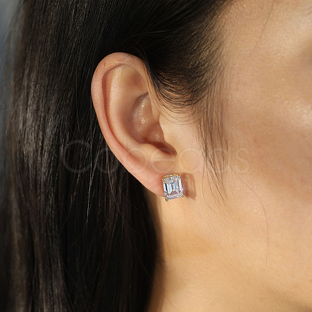 925 Sterling Silver Micro Pave Clear Cubic Zirconia Stud Earrings EJEW-G443-08G-1