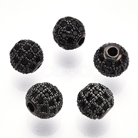 Rack Plating Brass Cubic Zirconia Beads ZIRC-S001-6mm-B04-1
