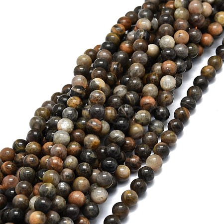 Natural Black Sunstone Beads Strands G-E576-01B-1