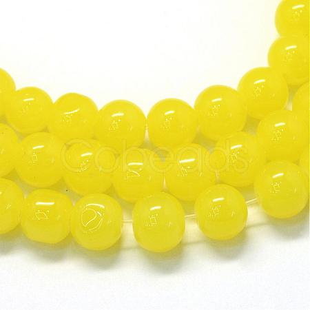 Baking Paint Imitation Jade Glass Round Bead Strands DGLA-Q021-10mm-24-1
