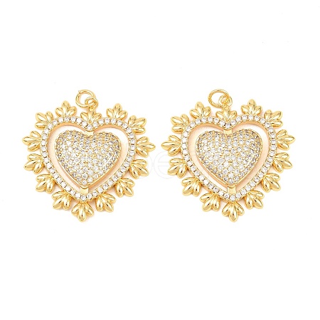 Brass Micro Pave Clear Cubic Zirconia Pendants X-KK-C166-04G-1