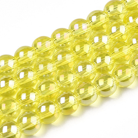 Electroplate Transparent Glass Beads Strands GLAA-T032-T10mm-AB12-1