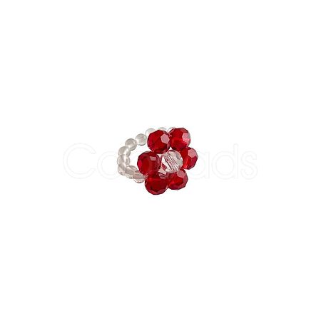 Flower Glass Bead Finger Rings FS-WGA48DA-02-1