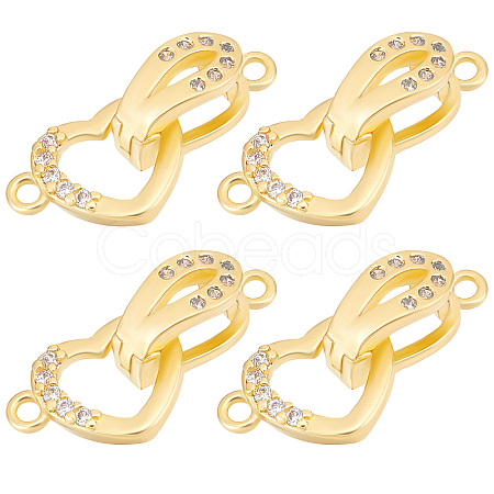 6 Sets Brass Micro Pave Clear Cubic Zirconia Fold Over Clasps KK-BBC0005-70-1