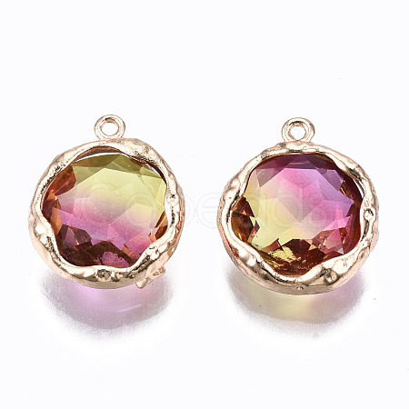 Two-Tone Faceted Glass Charms GLAA-S193-032D-1