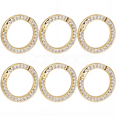 6Pcs Brass Micro Pave Clear Cubic Zirconia Twister Clasps KK-SC0008-22-1