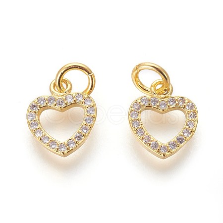 Brass Micro Pave Cubic Zirconia Charms ZIRC-J021-03G-RS-1