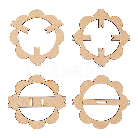 4 Sets Flower Wooden Wick Holder Kit WOOD-DR0001-03A-1