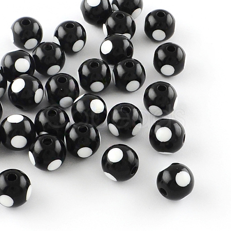Dot Pattern Opaque Acrylic Beads SACR-R883-12mm-01-1