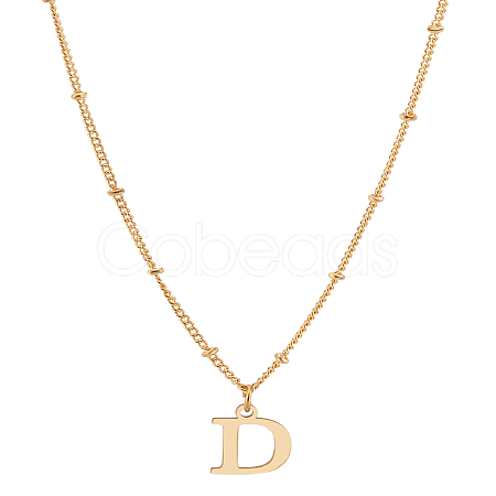 1Pc Brass Chain & 304 Stainless Steel Letter Pendant Necklaces NJEW-LP0001-35D-G-1