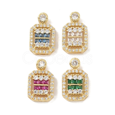 Rack Plating Brass Micro Pave Cubic Zirconia Pendants KK-A224-20G-1