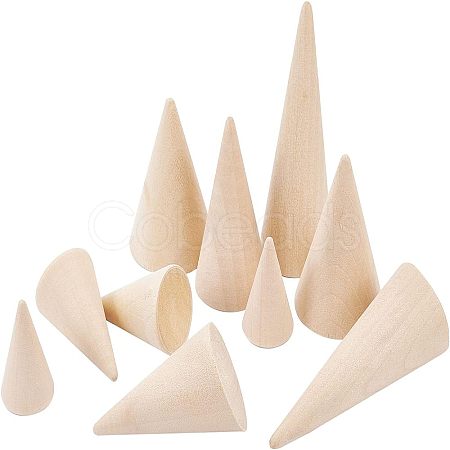 10Pcs 5 Style Wooden Ring Displays RDIS-FG0001-18-1