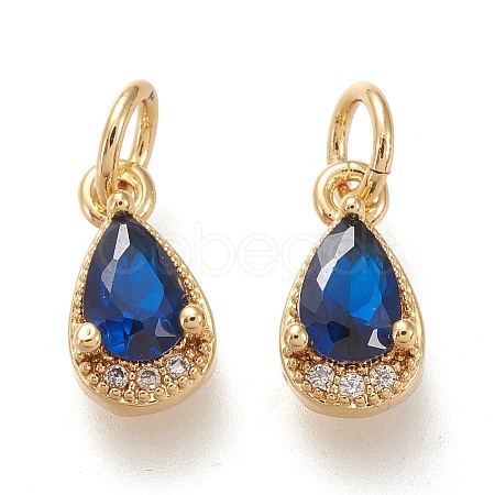Brass Micro Pave Clear Cubic Zirconia Charms X-KK-F820-15B-G-1