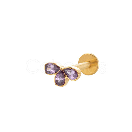 Titanium Alloy Cubic Zirconia 17 Gauge Leaf Internally Threaded Labrets WG71E87-06-1