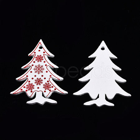 Christmas Spray Painted Wood Big Pendants WOOD-N005-105-1