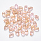 Transparent Spray Painted Glass Charms, with Glitter Powder, Teardrop, PapayaWhip, 9x6x6mm, Hole: 1mm