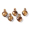 Natural Tiger Eye Pendants, Openable Perfume Bottle, with Golden Tone Brass Findings, Heart Shape, 33~35x22~23x12~13mm, Hole: 3.5mm, capacity: 1ml(0.03 fl. oz)