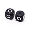 Silicone Beads, Cube with Letter.O, Black, 12x12x12mm, Hole: 2mm