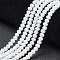 Opaque Solid Color Glass Beads Strands, Faceted, Rondelle, White, 10x8mm, Hole: 1mm, about 63~65pcs/strand, 49~50cm