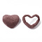 Velvet Cloth Fabric Covered Cabochons, with Aluminum Bottom, Heart, Indian Red, 14~15x16~17x6~7mm