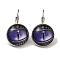 Dragon Eye Glass Leverback Earrings with Brass Earring Pins, Medium Purple, 29mm