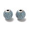 Rhodium Plated 925 Sterling Silver Micro Pave Cubic Zirconia Beads, Round, Real Platinum Plated, Sky Blue, 10x9mm, Hole: 2.2mm