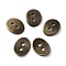 Brass Button Clasps, Antique Bronze, 14x10mm, Hole: 2mm