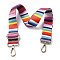 Adjustable Nylon Bag Chains Strap, with Light Gold Iron Swivel Clasps, for Bag Replacement Accessories, Colorful, Stripe Pattern, 82~147x3.9cm