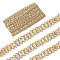 Waved Paillette Lace Trims, Sparkle Lace Trimming with Flower Pattern, Gold, 3/4 inch(18mm), about 14.22 Yards(13m)/Card