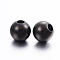 304 Stainless Steel European Beads, Large Hole Beads, Round, Electrophoresis Black, 12x11mm, Hole: 5mm.